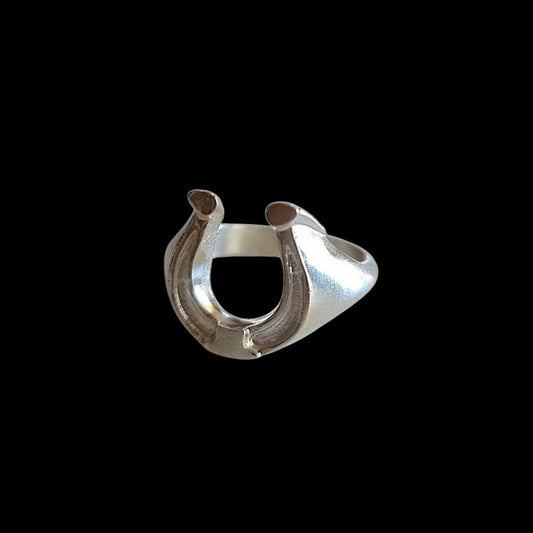 Sterling Silver Horseshoe Signet Ring - Lucky Charm