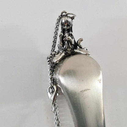 Anime Catgirl Pewter Necklace: Art Deco Cosplay Jewelry