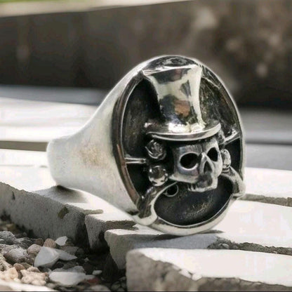 Guns & Roses Skull ring-Unique design-Biker ring-Handmade 925 Silver -20 grams-unique gift