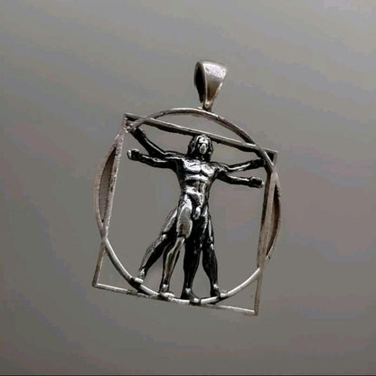 Vitruvian Man sterling Silver Pendant -  Leonardo da Vinci's Renaissance Art -  Artistic gift