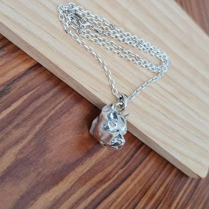 Handmade Sterling Silver Pitbull Pendant: Bold Dog Lover Gift