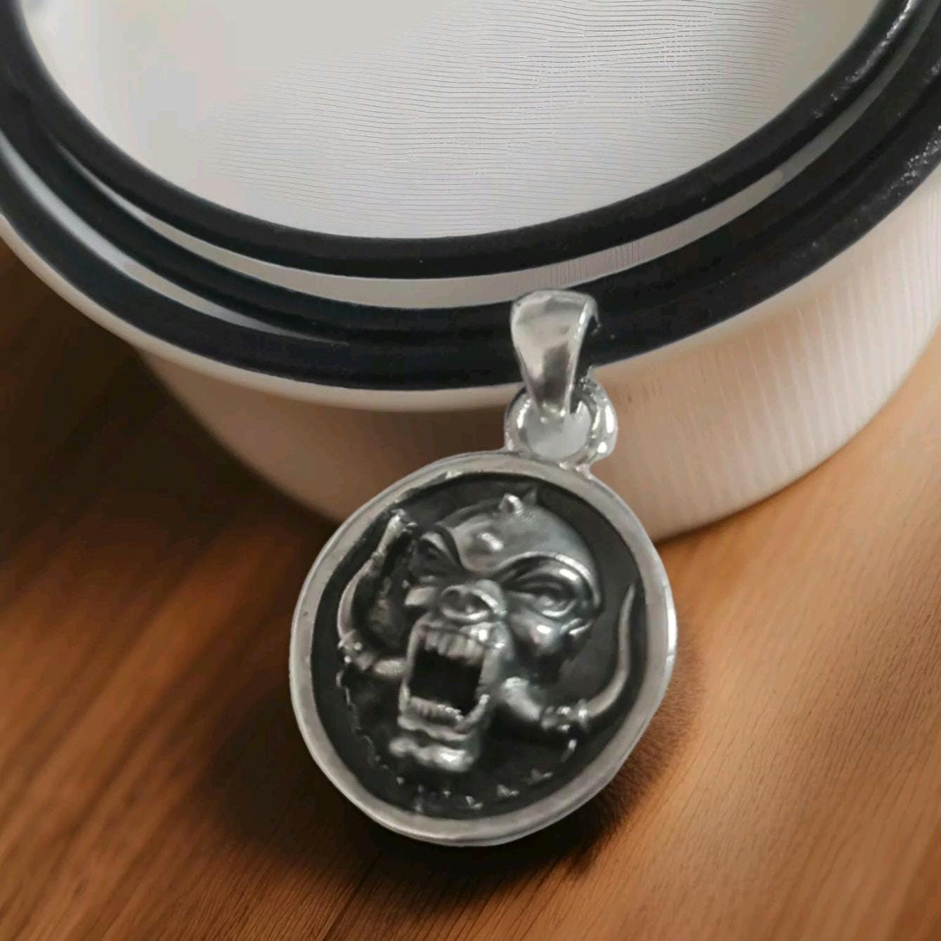 Motorhead Snaggletooth War Pig Pendant-Solid 925  Sterling Silver-Heavy Duty Design for the Ultimate Rockstar -