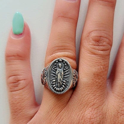 Handmade Santa Muerte Skull Ring: 925 Sterling Silver Gothic Jewelry