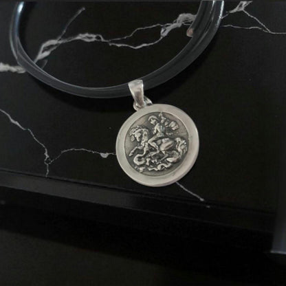Glorious Saint George Jewelry Piece- Exquisite Design- Sterling Silver Pendant -Handmade