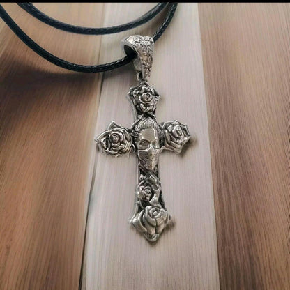 Handmade Sterling Silver Chicano Tattoo Cross Pendant