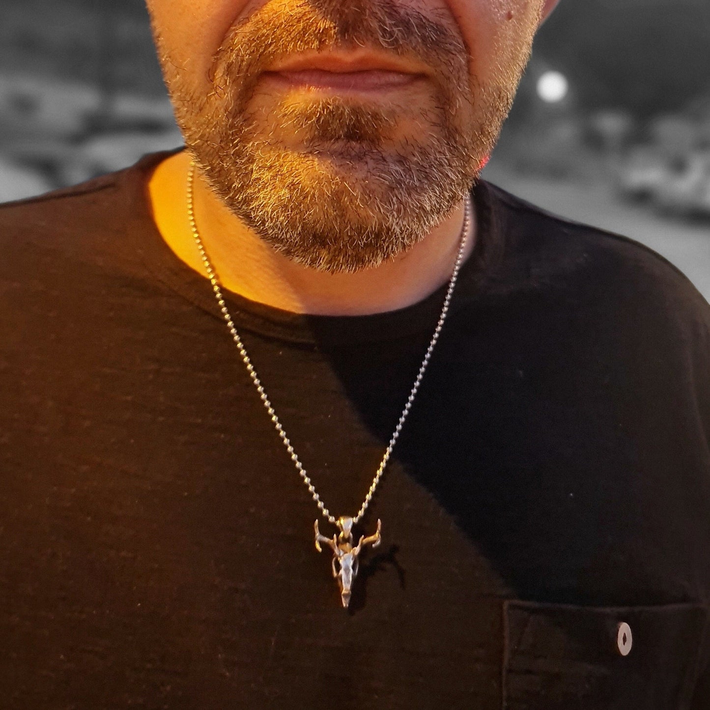 Handmade Sterling Silver Deer Skull Necklace: Gothic Animal Jewelry