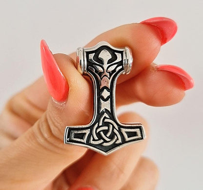 Sterling Silver Thor's Hammer Necklace: Handmade Mjolnir Pendant
