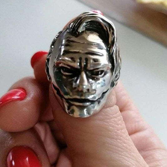 Handmade Sterling Silver Joker Ring: Intricate Statement Jewelry Gift