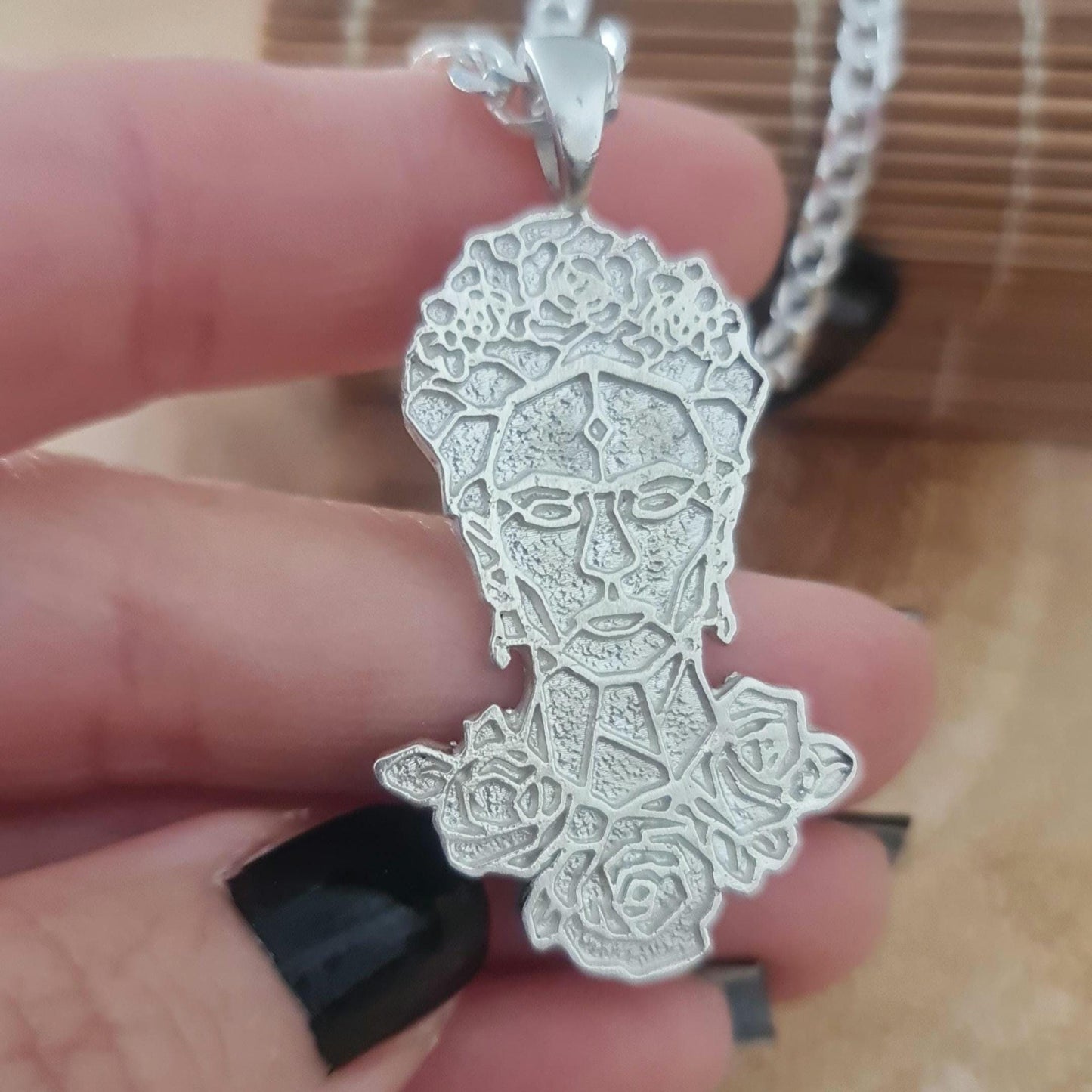 Frida Kahlo Pendant: 925 Sterling Silver Artistic Necklace