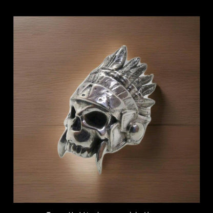 Handmade 925 Sterling Silver Native American Skull Ring: Gothic Chief Indian
