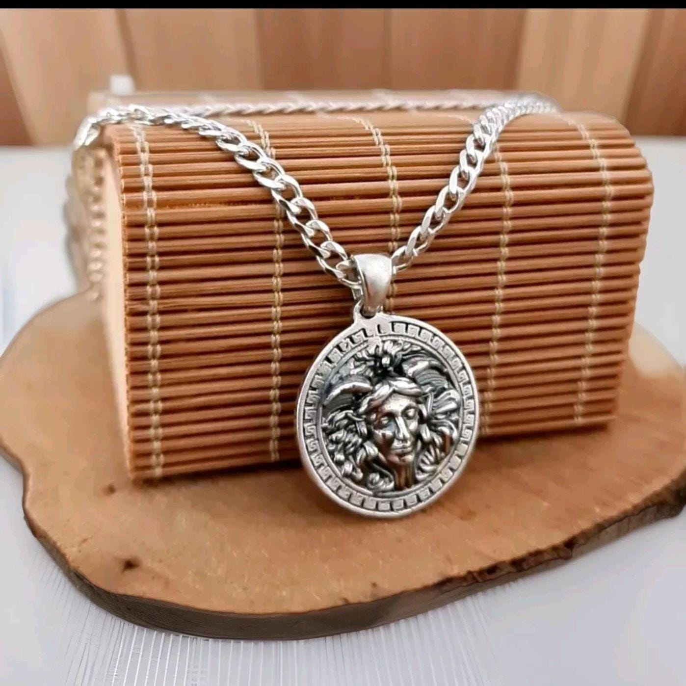 Greek Medusa Goddess Pendant  - sterling silver  captures the essence of Gorgon Medusa