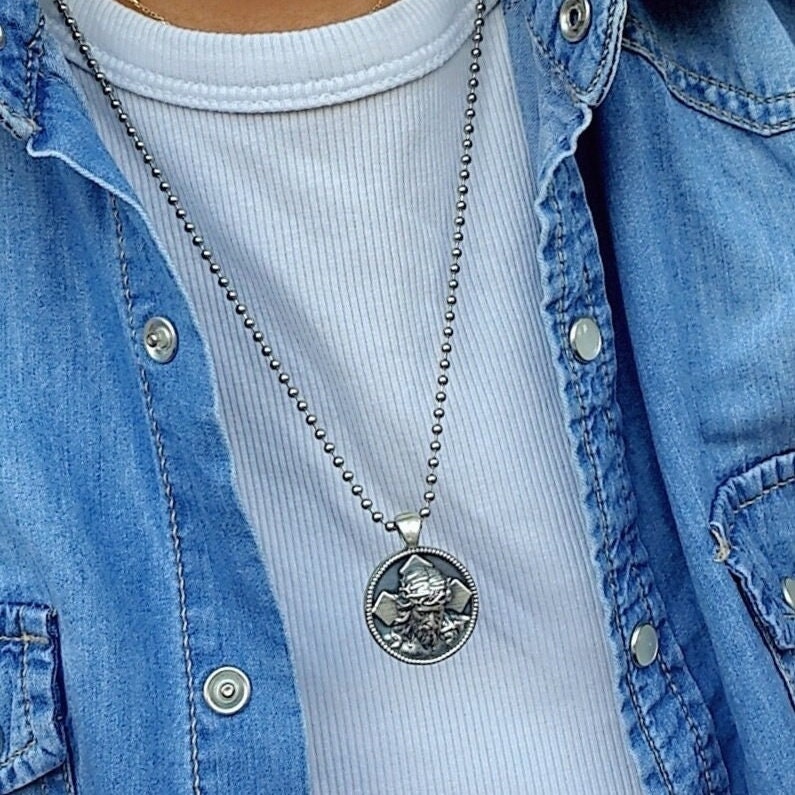 Handmade Sterling Silver Jesus Pendant Necklace: Religious Faith Jewelry
