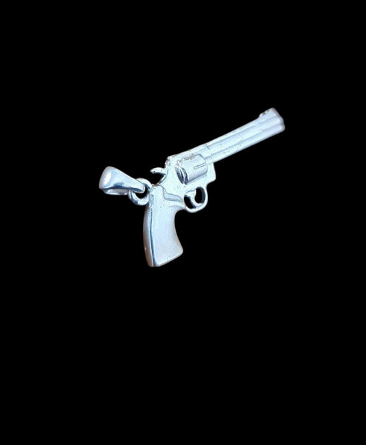 Handmade Sterling Silver Revolver Pendant: Western Style Jewelry
