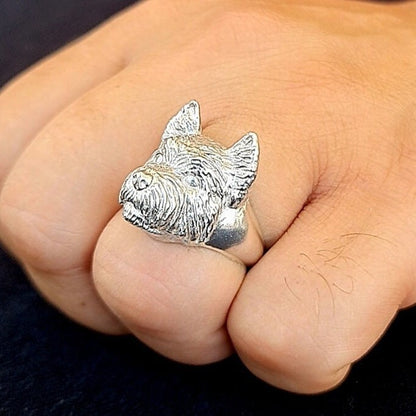Handmade West Highland Terrier Ring: 925 Silver Pet Lover Accessory