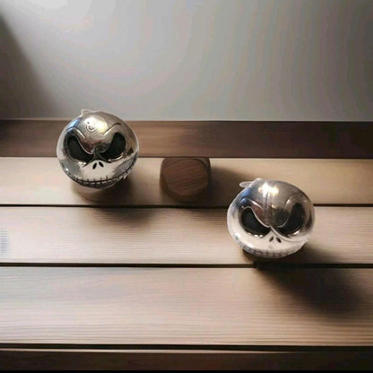 Handmade Sterling Silver Jack Skull Stud Earrings: Gothic Halloween Jewelry