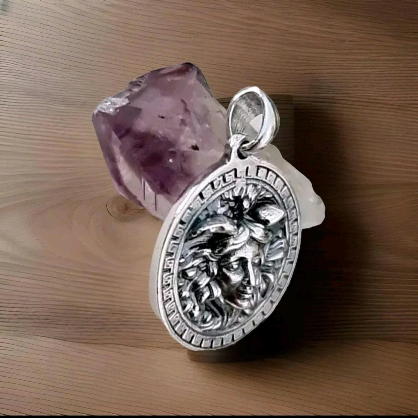 Greek Medusa Goddess Pendant  - sterling silver  captures the essence of Gorgon Medusa