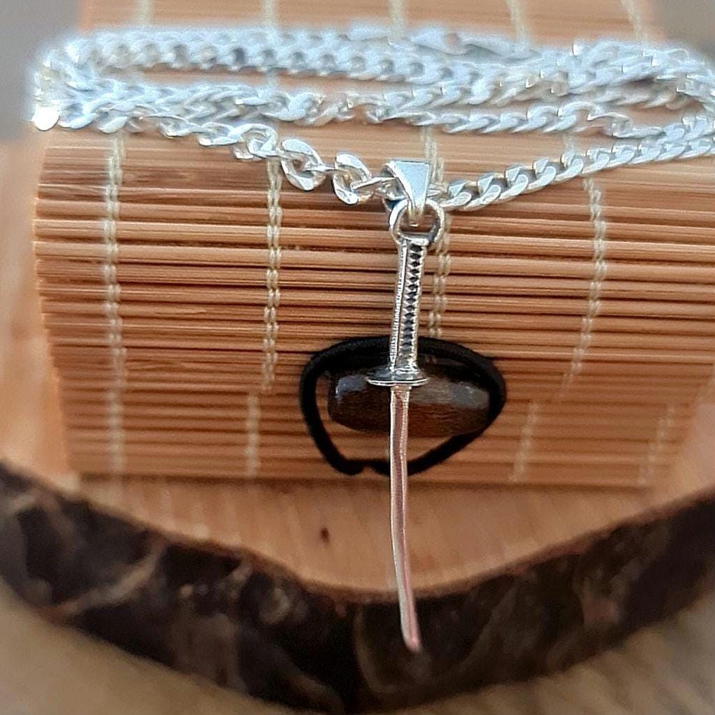 Handmade Sterling Silver Katana Pendant: Japanese Samurai Sword Necklace