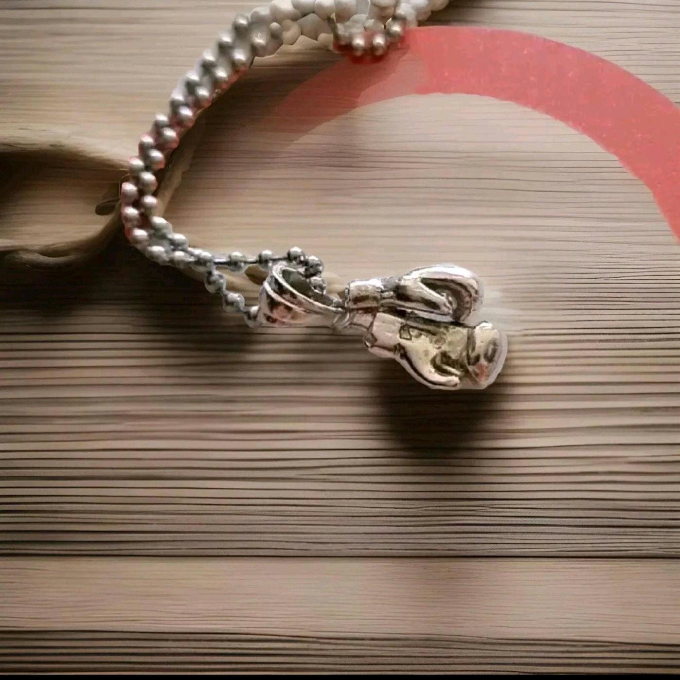 Handmade Silver Boxing Gloves Pendant Necklace - Gift for Athletes