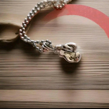 Handmade Silver Boxing Gloves Pendant Necklace - Gift for Athletes