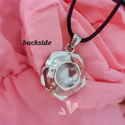 Oxidized Sterling Silver Rose Pendant - Handmade Floral Necklace