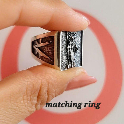 Handmade Sterling Silver La Santa Muerte Pendant: Gothic Divine Protection