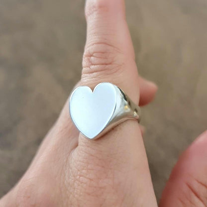 Handmade Sterling Silver Heart Ring: Minimalistic design