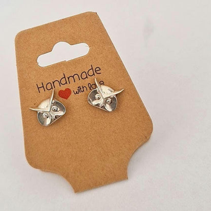 Miniature Owl stud Earrings - Sterling Silver Studs - Animal Jewelry for Nature Lovers -