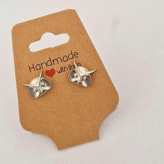 Miniature Owl stud Earrings - Sterling Silver Studs - Animal Jewelry for Nature Lovers -