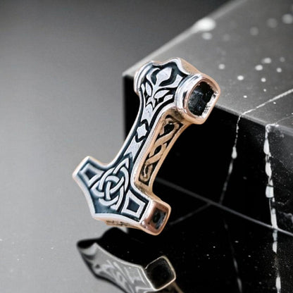 Sterling Silver Thor's Hammer Necklace: Handmade Mjolnir Pendant