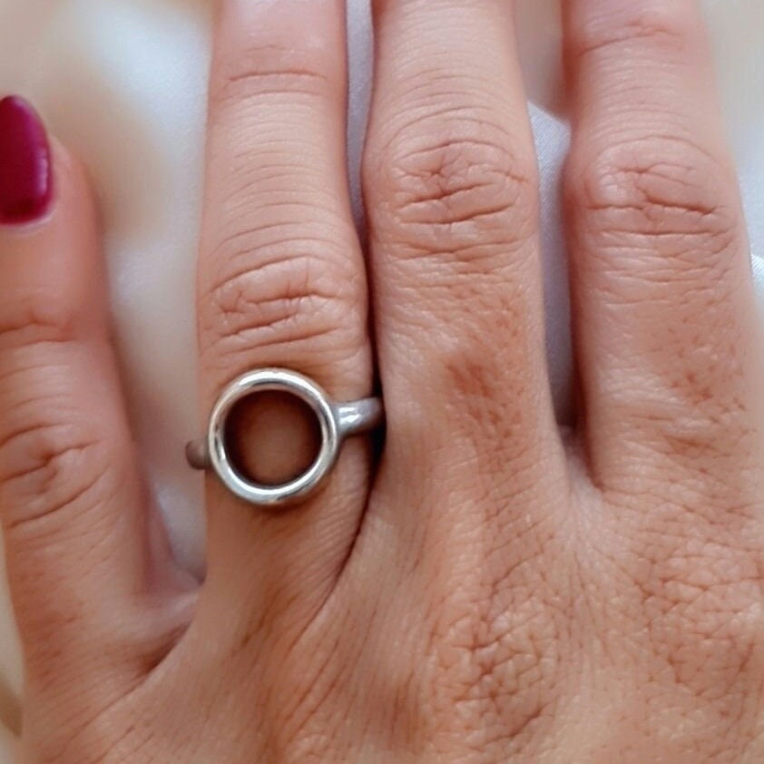 Handmade Sterling Silver Circle Ring: Minimalist Geometric Jewelry
