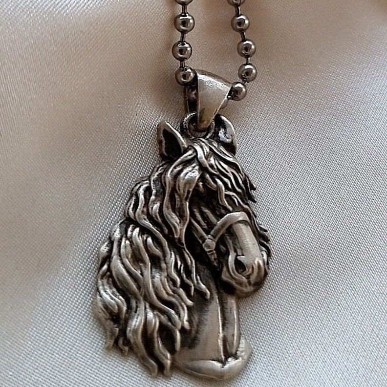 Handmade Gothic Sterling Silver Horse Pendant: Animal Lover Gift