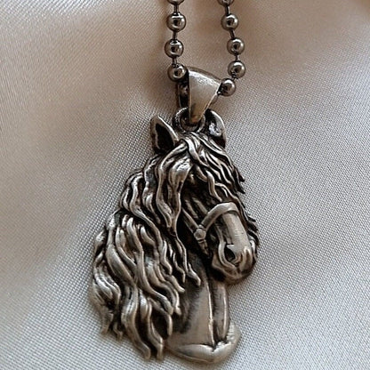 Handmade Gothic Sterling Silver Horse Pendant: Animal Lover Gift