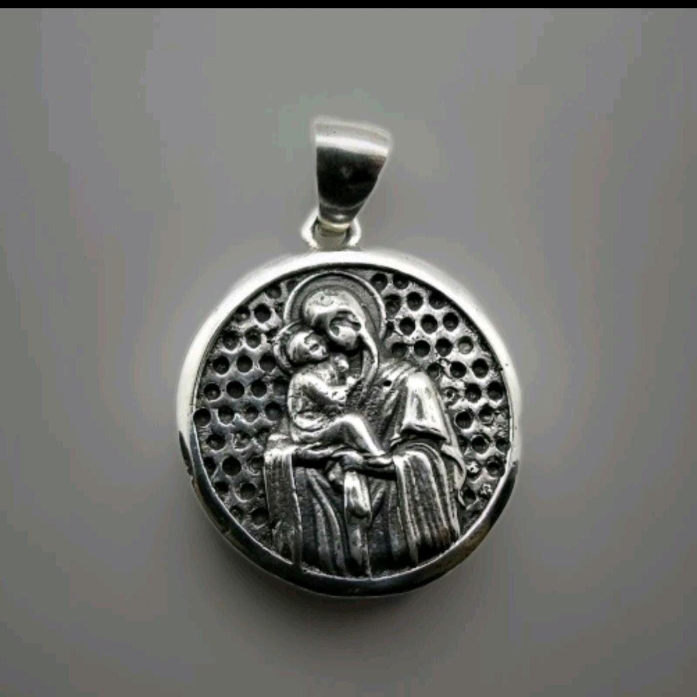 Handmade Sterling Silver Virgin Mary Pendant: Religious Icon