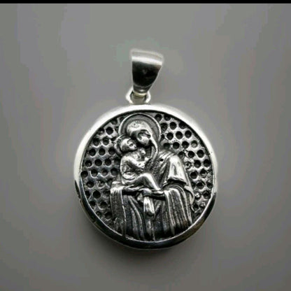 Handmade Sterling Silver Virgin Mary Pendant: Religious Icon