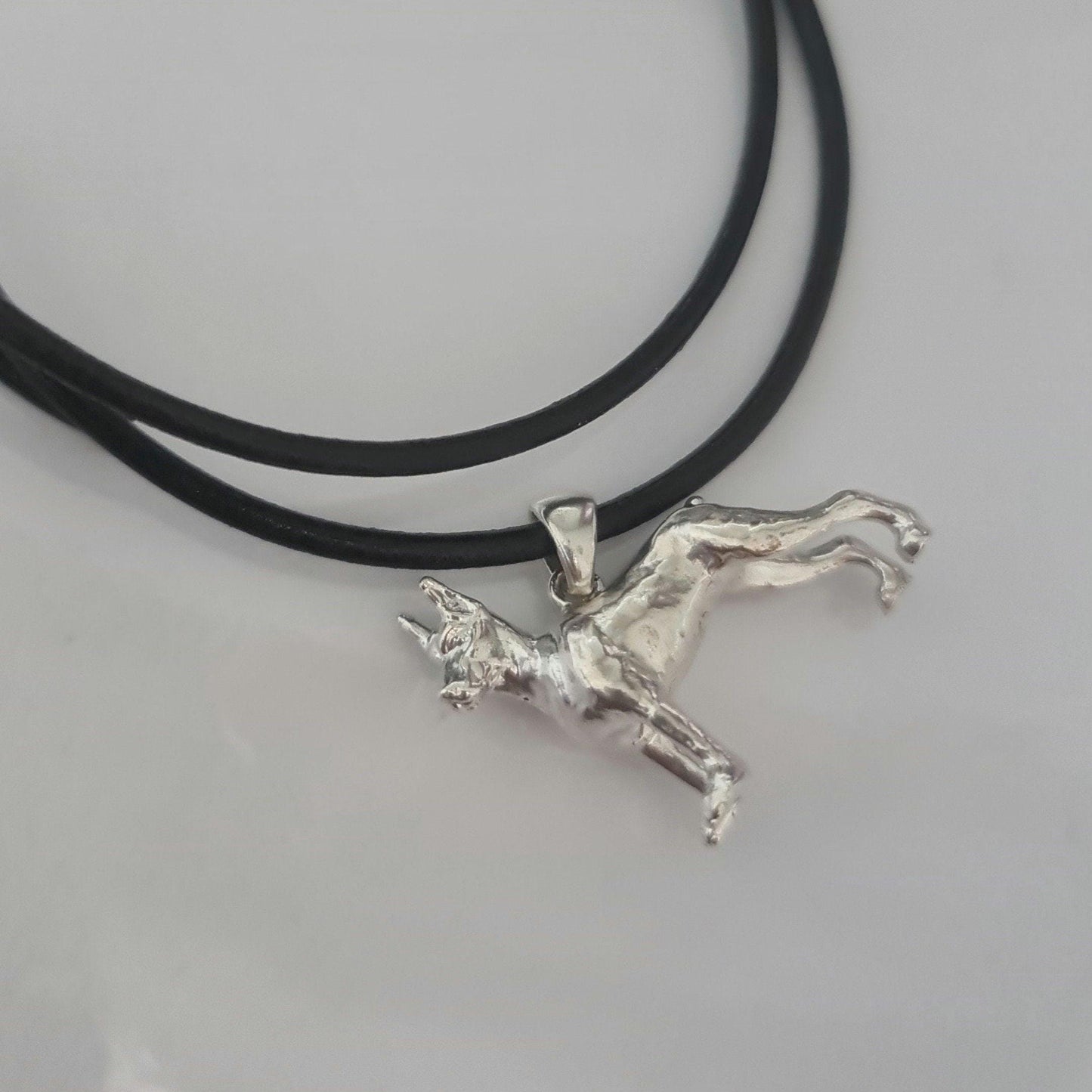 Handmade Sterling Silver Doberman Pendant: 925 Silver Dog Lover Gift