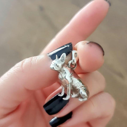 French Bulldog figurine Necklace  Animal Pendant  925 Silver - High-Detailed Solid  - Gift for Frenchay Lovers