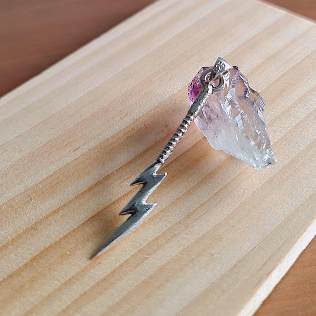 Sterling Silver Lightning Bolt Pendant: Mythical Thunder Flash Necklace