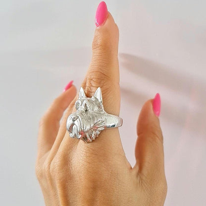 Handmade Scottish Terrier Ring: 925 Sterling Silver Scottie Dog Jewelry
