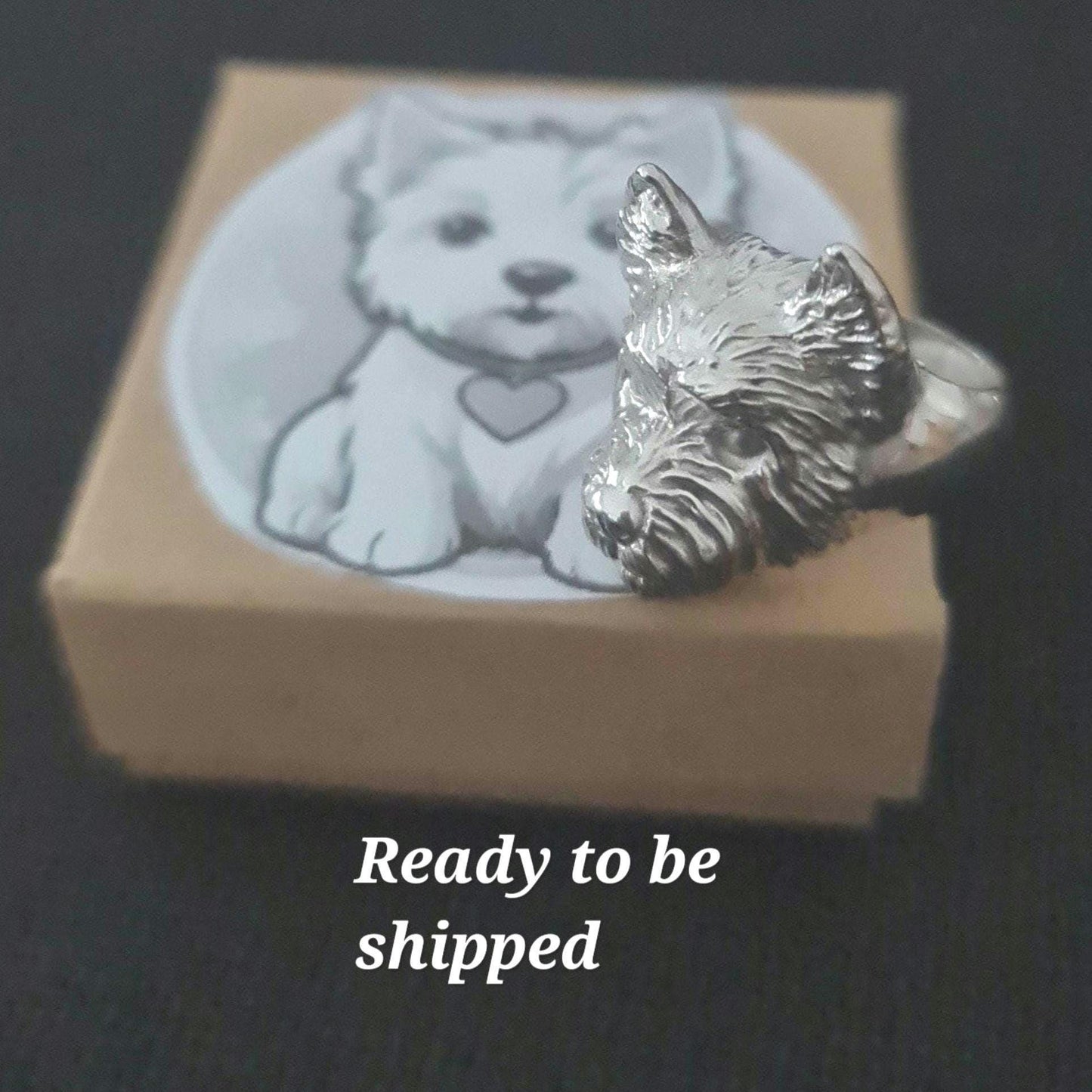 Handmade West Highland Terrier Ring: 925 Silver Pet Lover Accessory