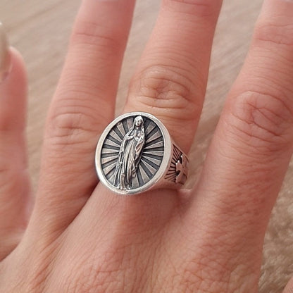 Virgin Mary's Embrace Ring - Holy Mother's Love  - Sterling Silver 925 -  Christian jewelry