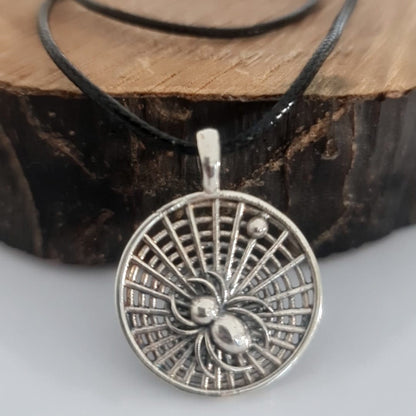Handmade Sterling Silver Spider Web Pendant: Insect Jewelry