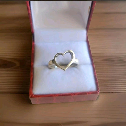 Open Heart Ring  Sterling Silver, Minimalist Ring, Geometric