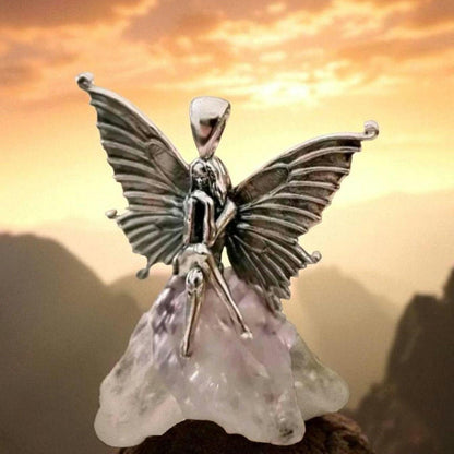 Handmade Sterling Silver Fairy Pendant Necklace: Winged Fantasy Charm