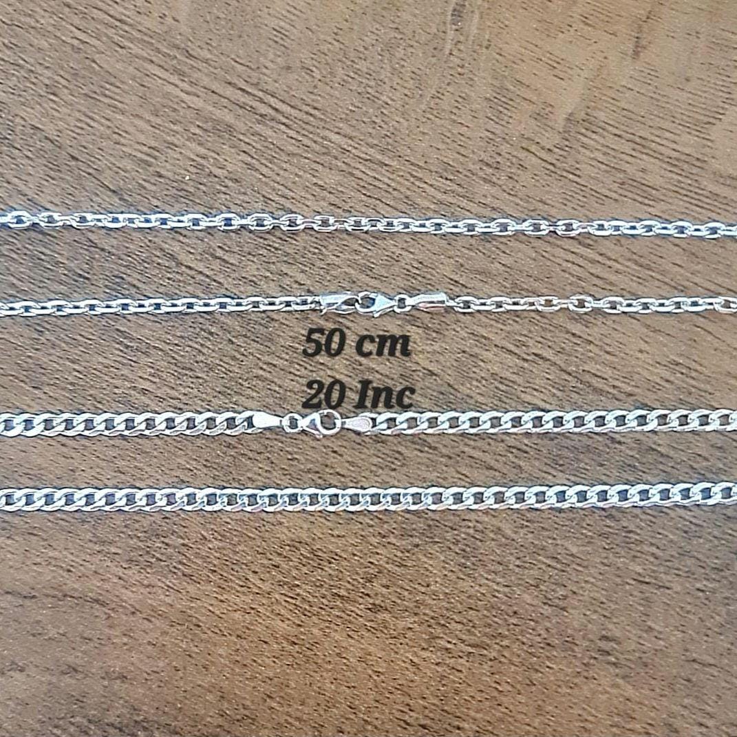 Sterling Silver Chain Necklace Curb Chain and Oval Link Chain 20 Inch