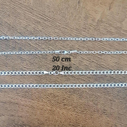 Sterling Silver Chain Necklace Curb Chain and Oval Link Chain 20 Inch