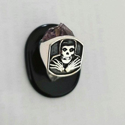Handmade Sterling Silver Misfits Skull Ring: Punk Biker Jewelry