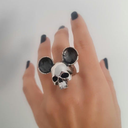 Handmade Sterling Silver Mouse Skull Ring: Gothic Statement piece