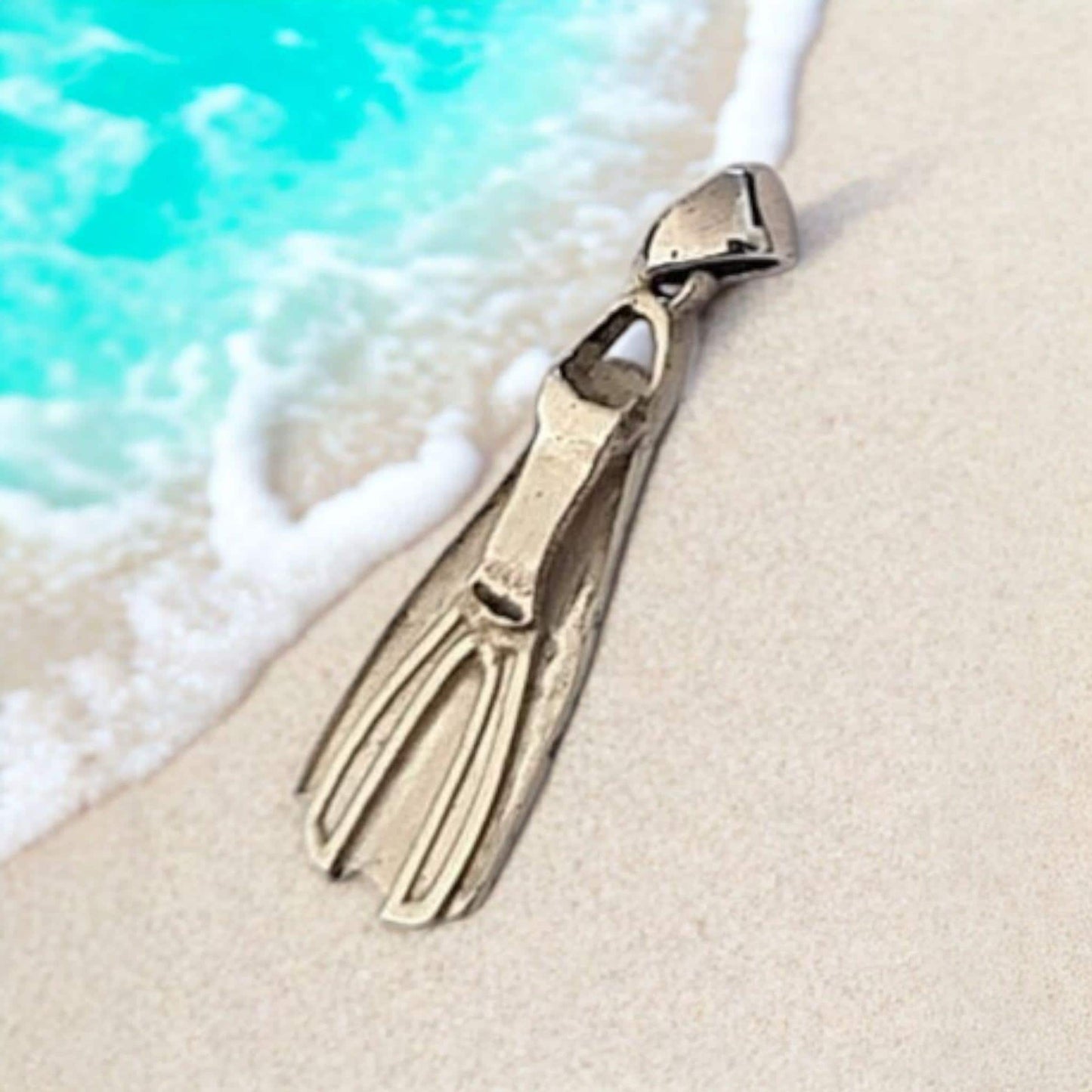 Diver Fin Pendant • Scuba Diving Jewelry • Nautical Ocean Lover Gift • Unisex • Sterling Silver