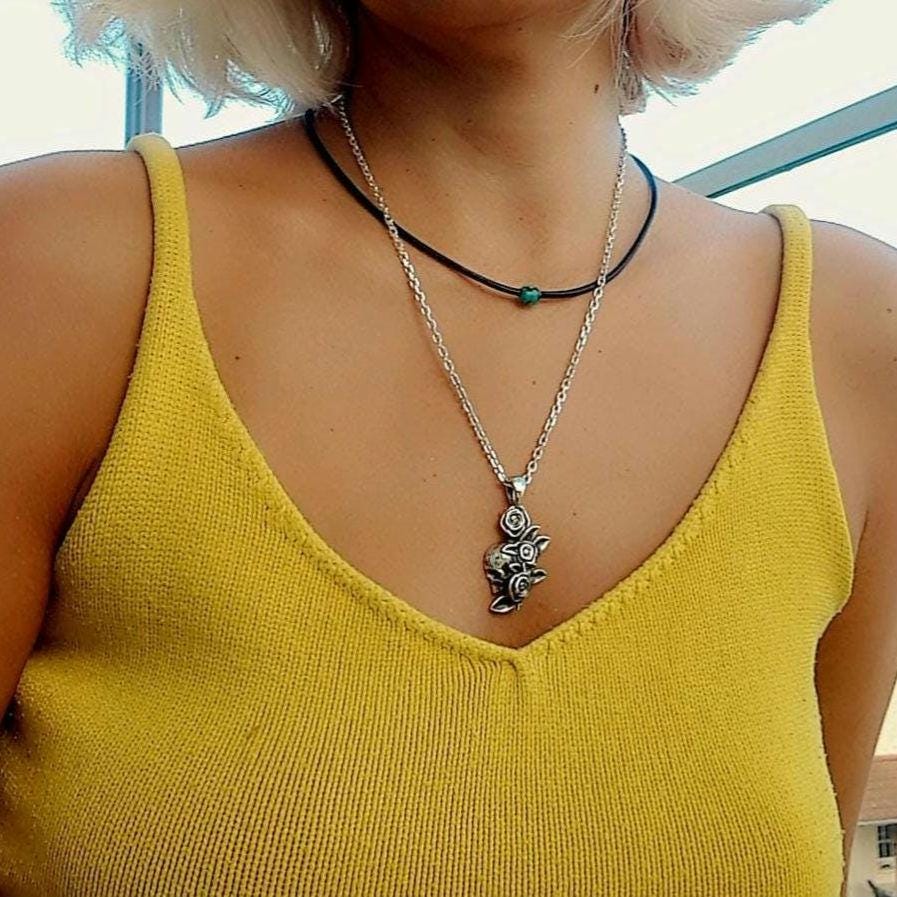 Gothic Skull & Roses Silver Pendant | Dark Rose Skull Charm | Alternative Witchy Jewelry