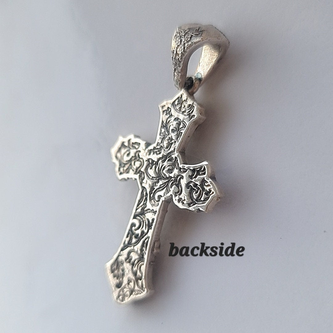 Handmade Sterling Silver Chicano Tattoo Cross Pendant